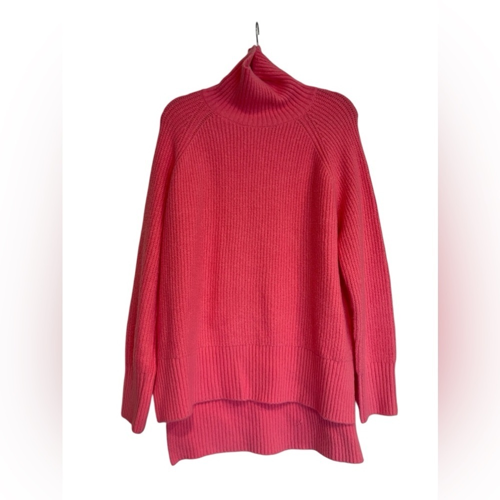 Vici Women’s Oversized Chunky Soft Hot Pink Turtleneck Knit Winter Fall Sweater